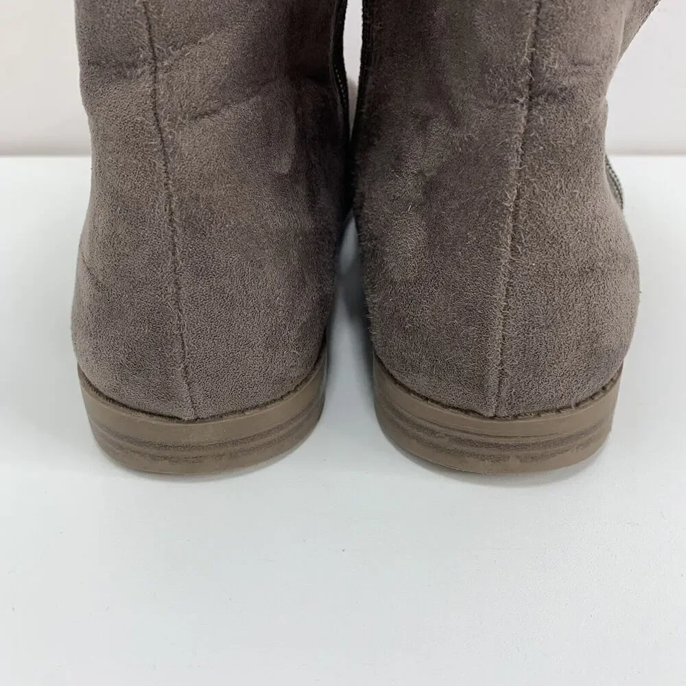 Steve Madden Knee High Boots Brown Snakeskin Side Zip Round Toe 5 Shiny